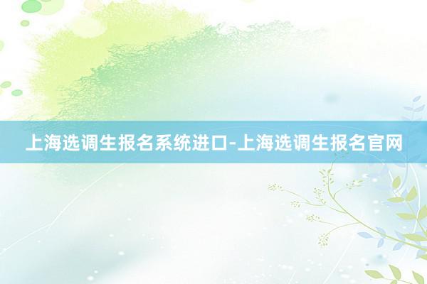 上海选调生报名系统进口-上海选调生报名官网
